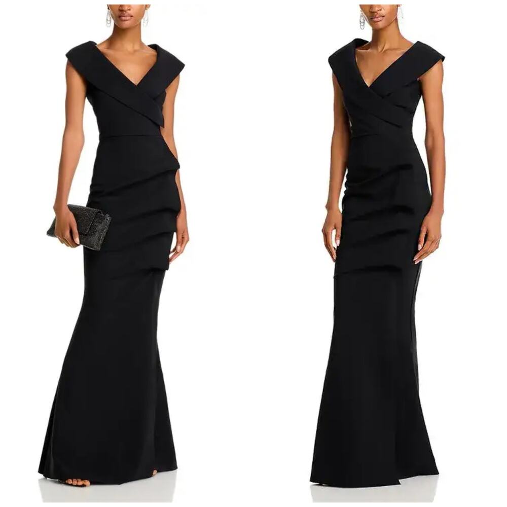 Chiara Boni La Petite Robe Off Shoulder Ruffle Maxi Dress Formal Cocktail Gown